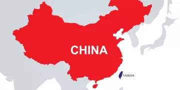 Mapa de Ejercicios militares de China y Taiwán / shutterstock, vía DIARIO FINANCIERO